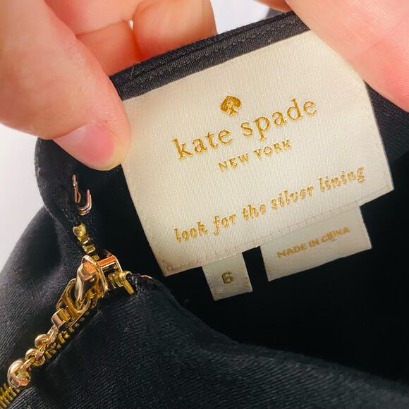 Kate Spade Black Classic Sheath Dress Waist Bow Detail Size 6 Minimalist‎ - Picture 5 of 8